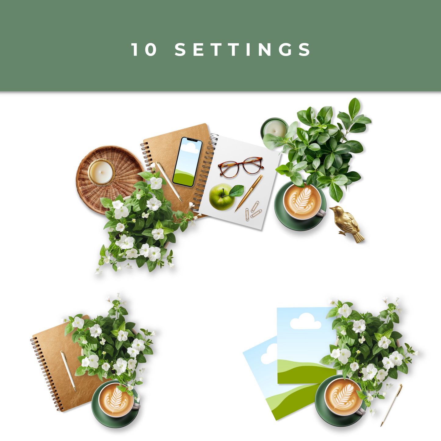 Scene Creator Digital Mockup Pack | Green & Gold