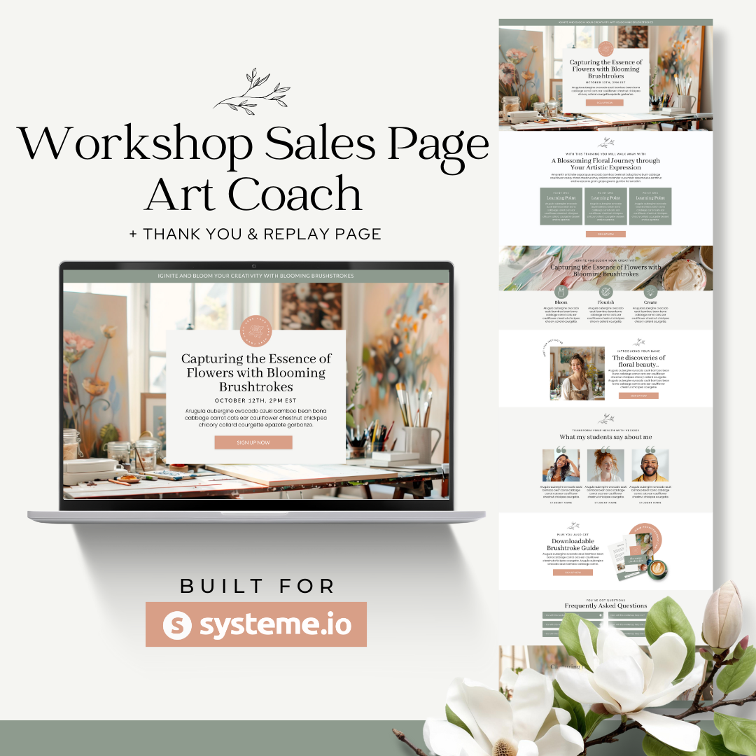 Systeme.io Workshop Sign Up & Sales Page - Art Coach