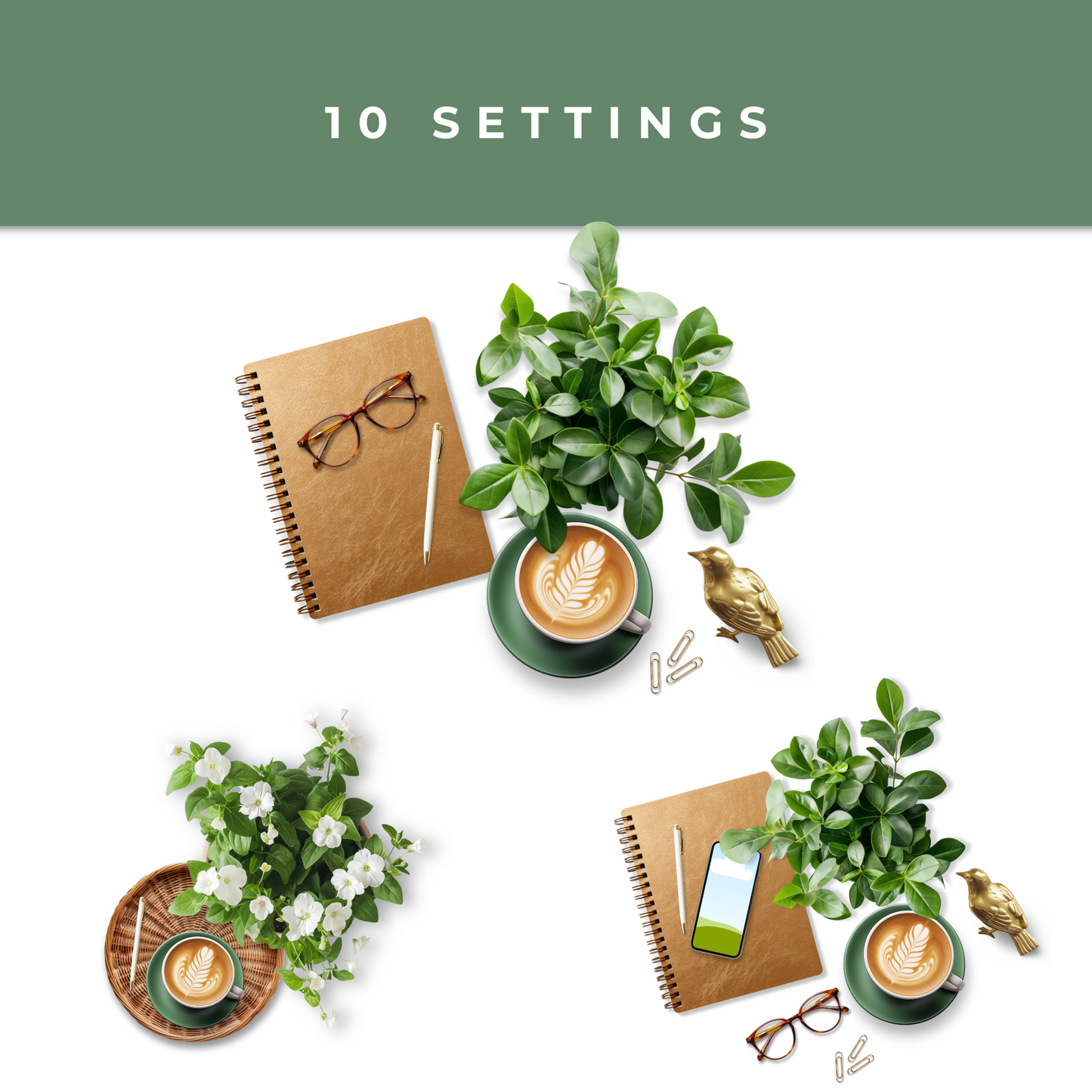 Scene Creator Digital Mockup Pack | Green & Gold