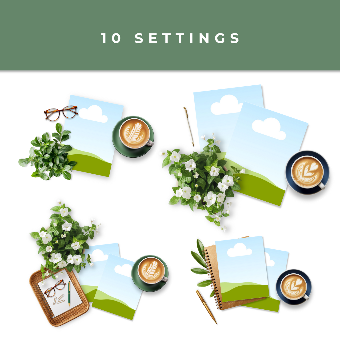 Scene Creator Digital Mockup Pack | Green & Gold