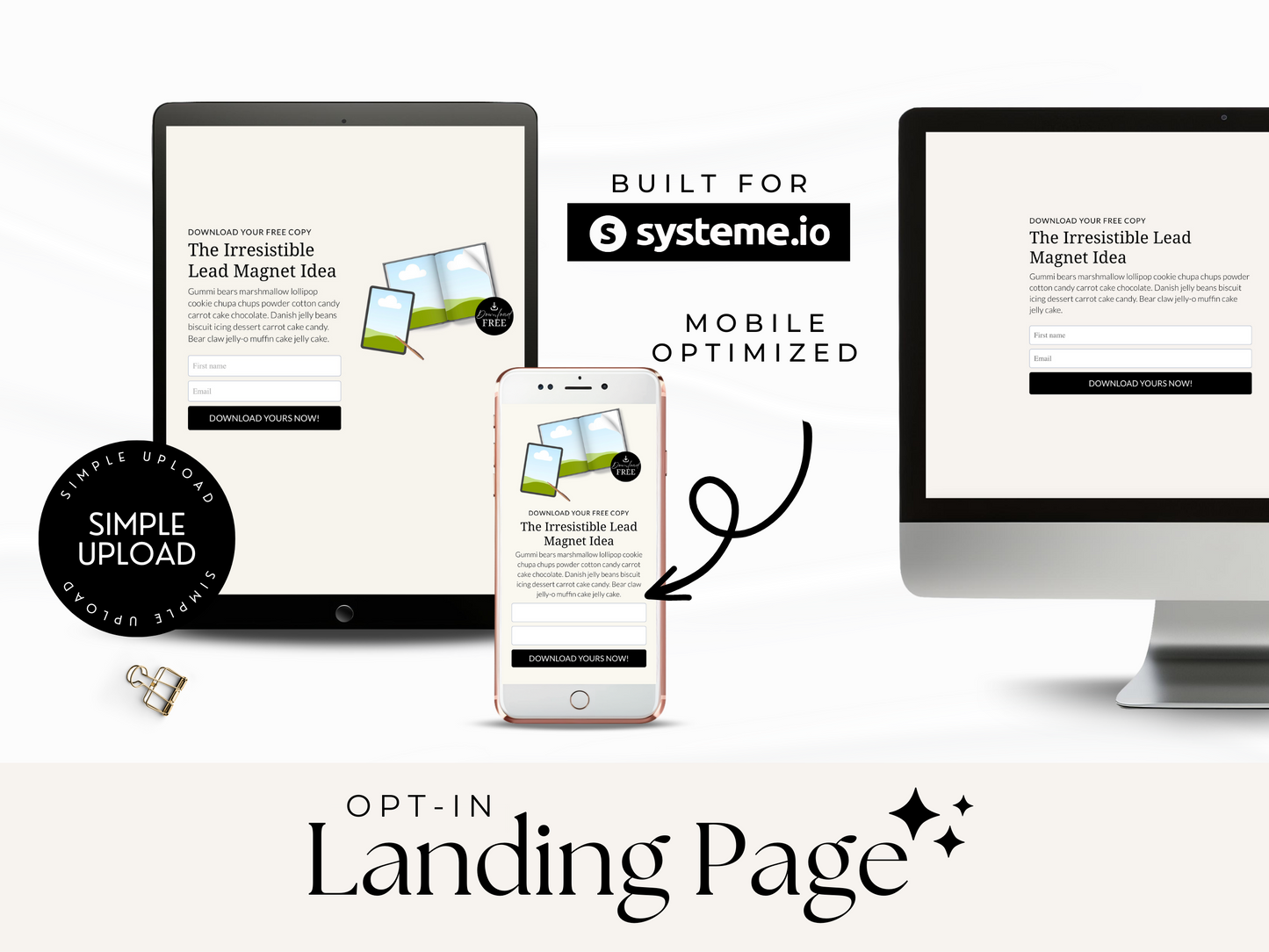 Opt-In Landing Page for Systeme.io | Black & Cream