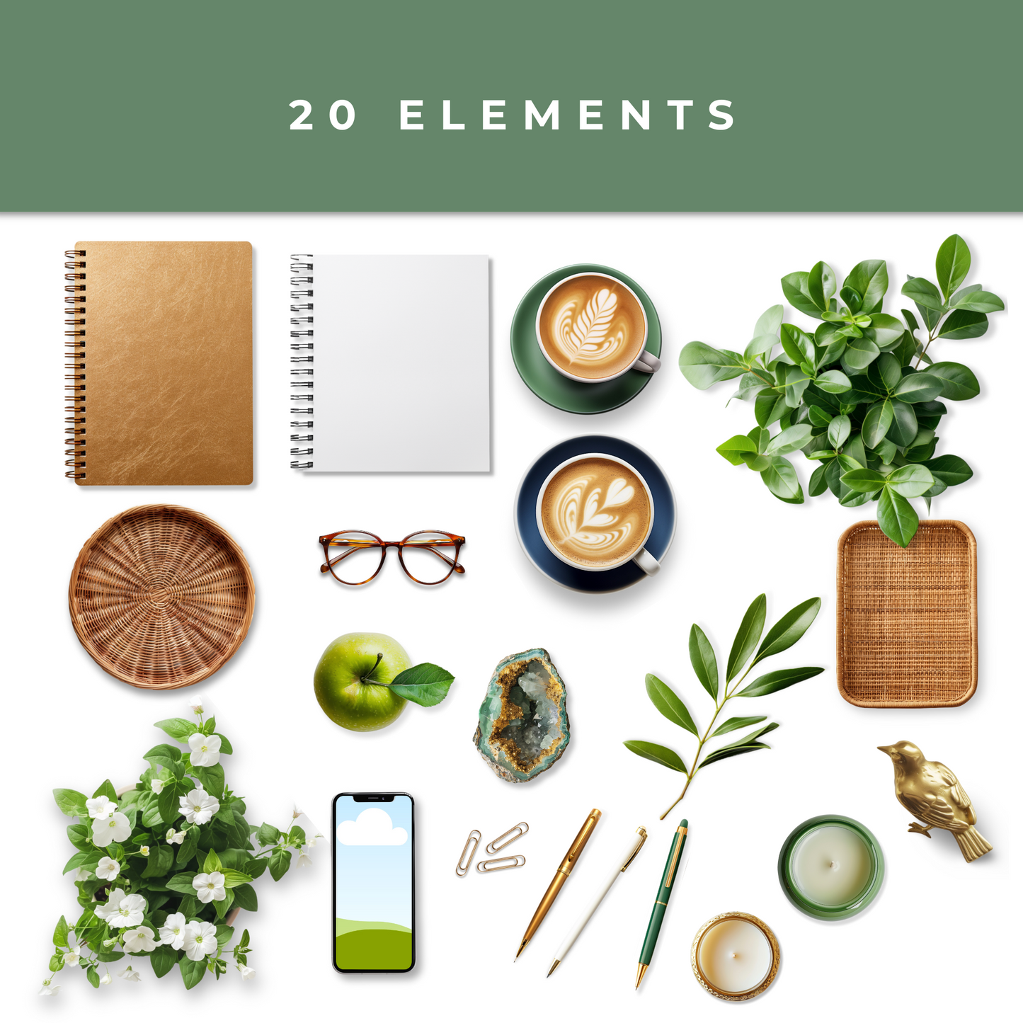Scene Creator Digital Mockup Pack | Green & Gold