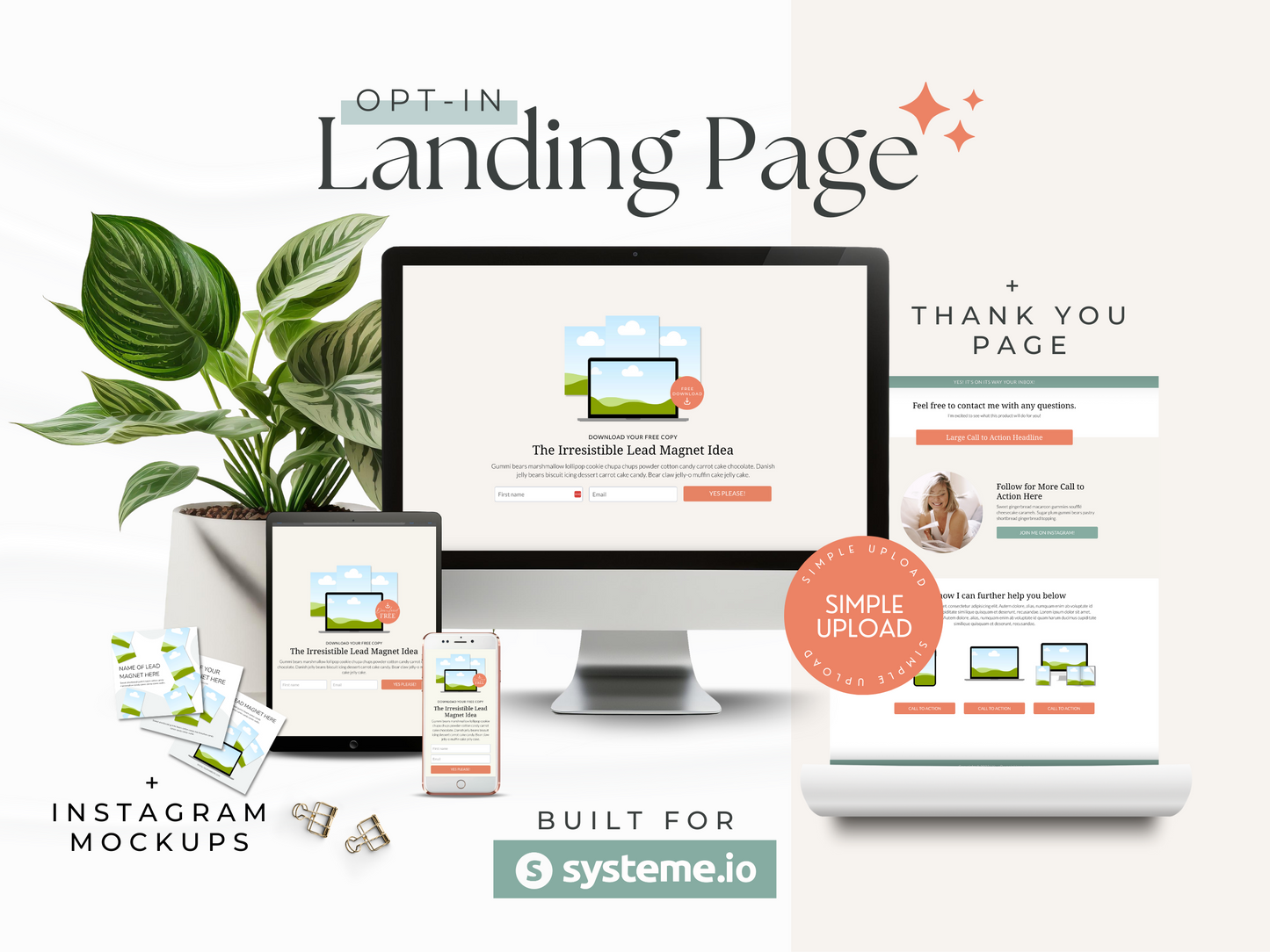 Opt-In Landing Page for Systeme.io | Coral & Green
