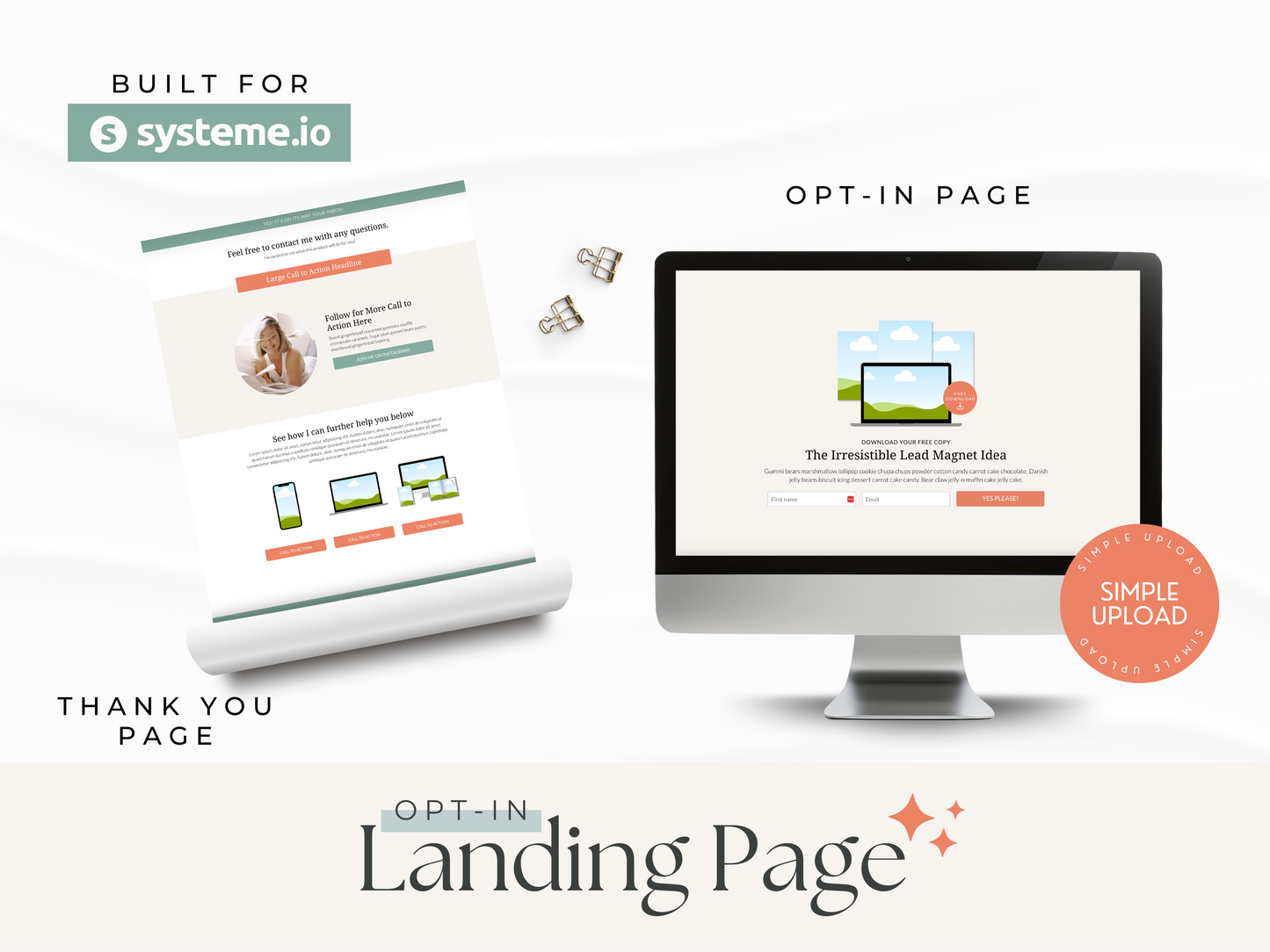 Opt-In Landing Page for Systeme.io | Coral & Green