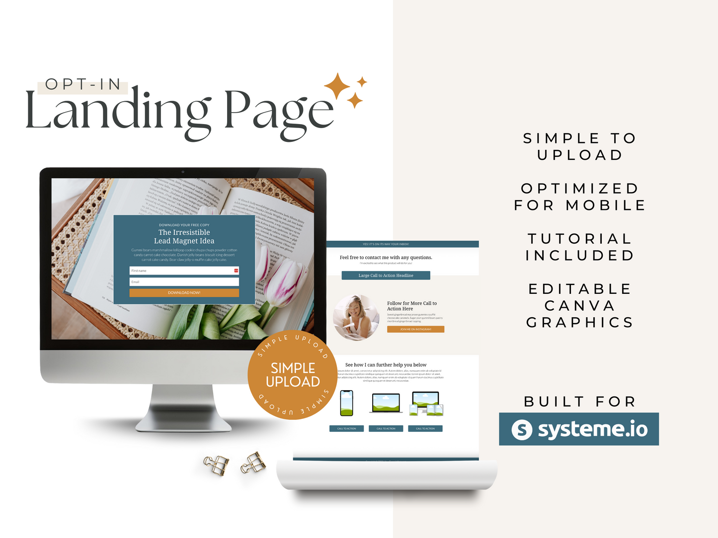 Opt-In Landing Page for Systeme.io | Blue
