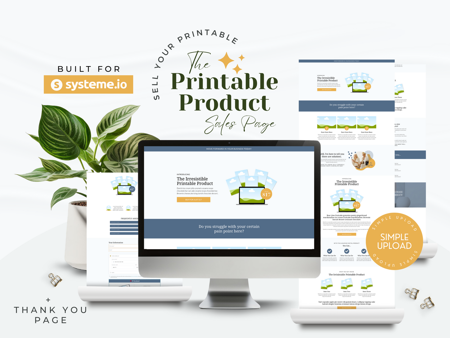 Printable Product Sales Page for Systeme.io | Blue & Yellow