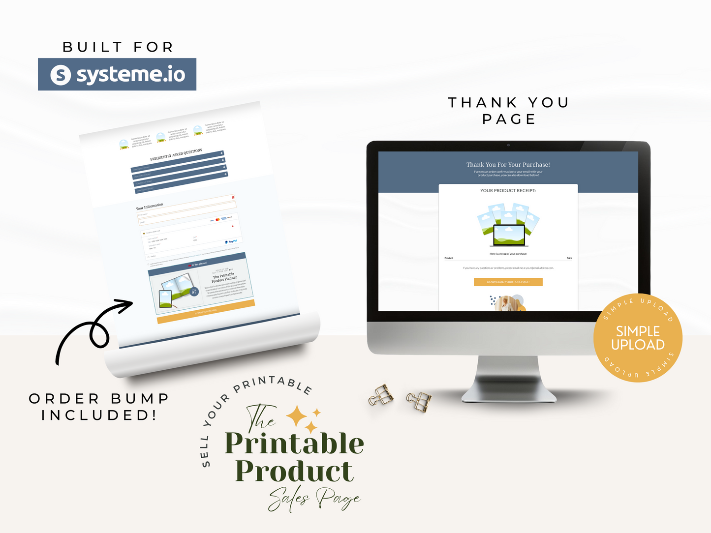 Printable Product Sales Page for Systeme.io | Blue & Yellow