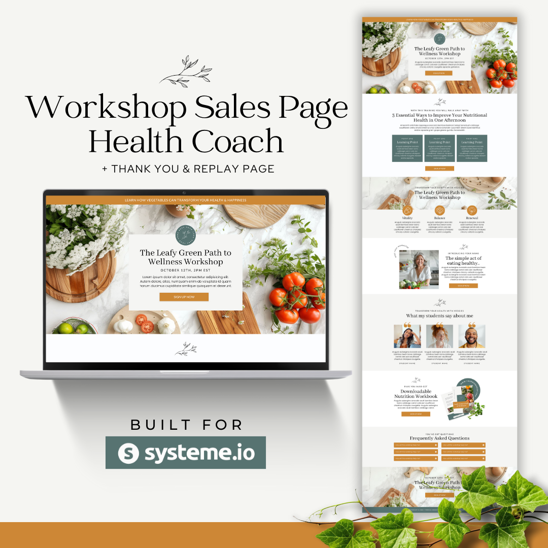 Systeme.io Workshop Sign Up & Sales Page - Health Coach