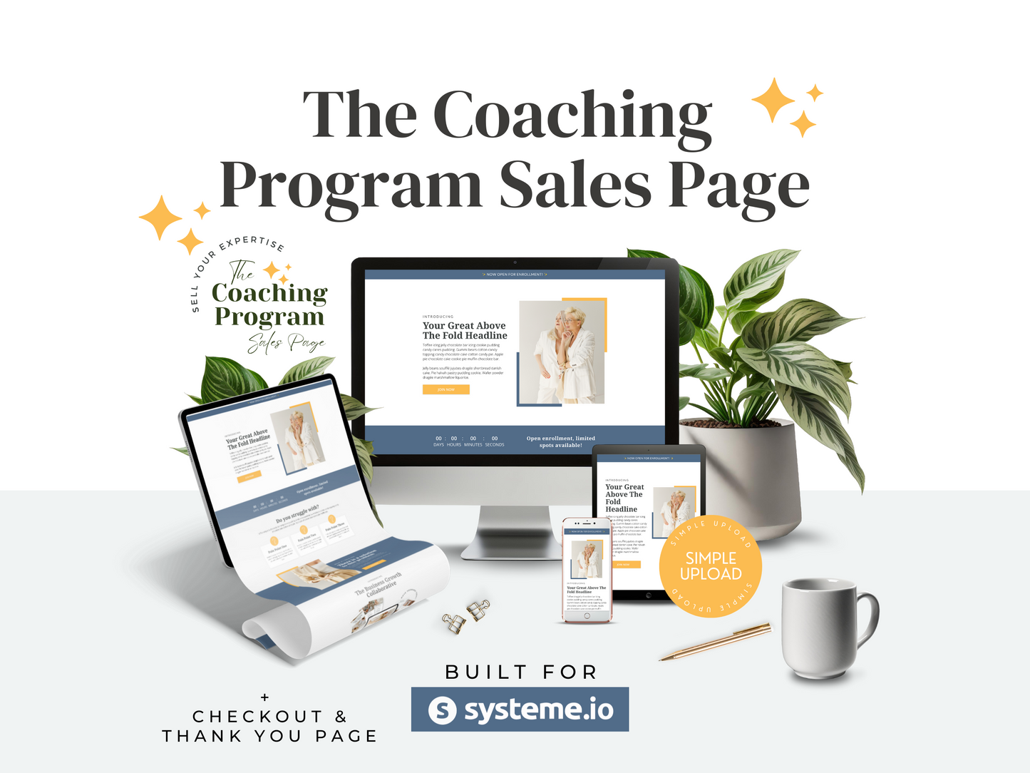 Systeme.io Coaching Sales Page | Blue & Yellow