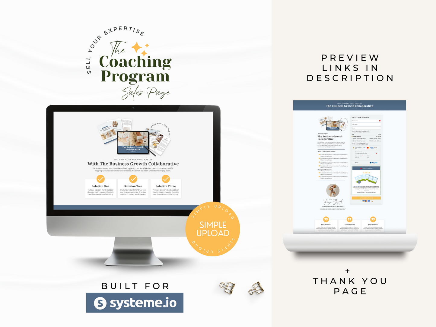 Systeme.io Coaching Sales Page | Blue & Yellow