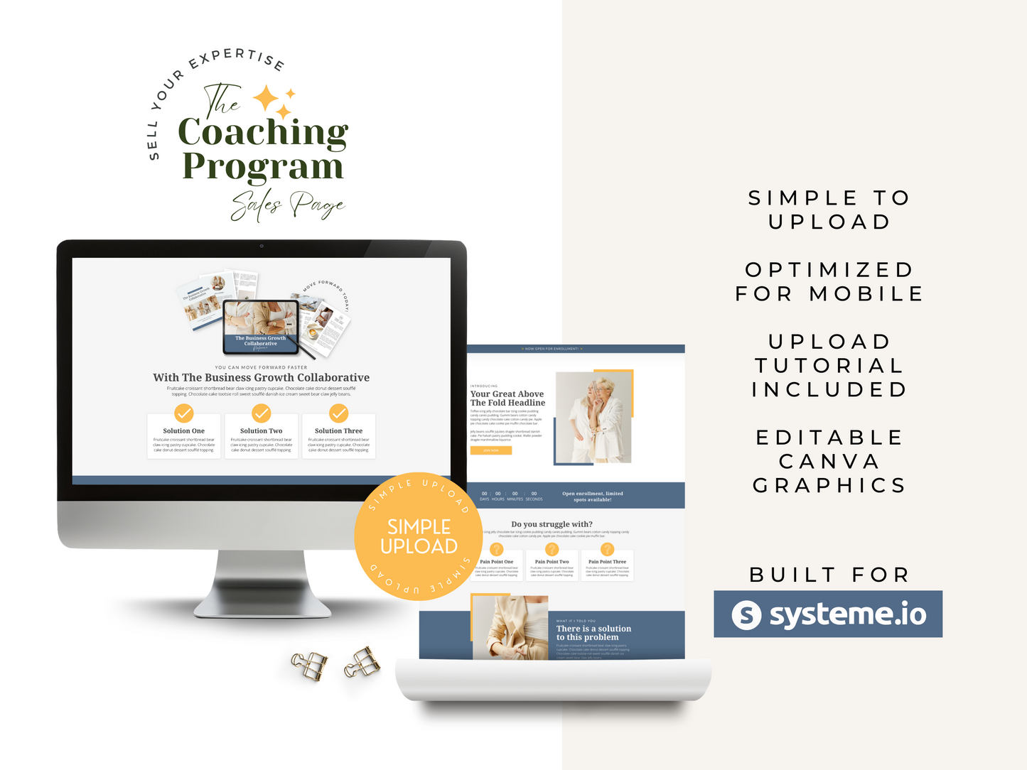 Systeme.io Coaching Sales Page | Blue & Yellow