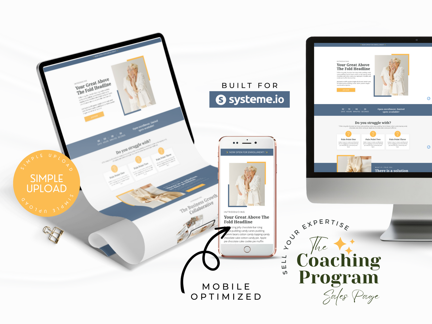 Systeme.io Coaching Sales Page | Blue & Yellow