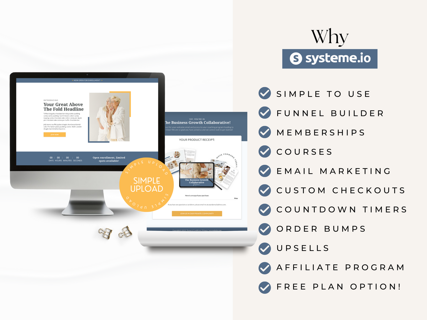 Systeme.io Coaching Sales Page | Blue & Yellow