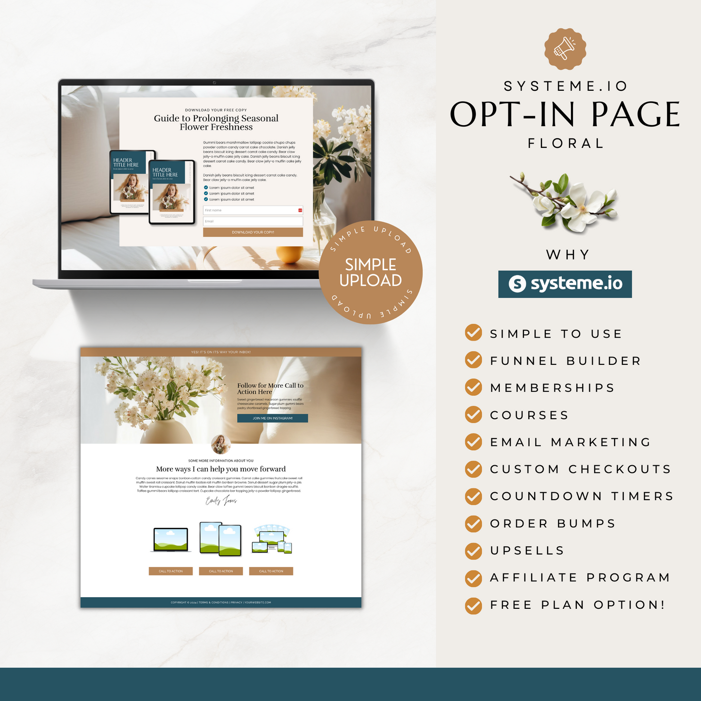 Opt-In Landing Page for Systeme.io | Floral