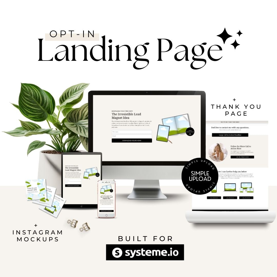 Opt-In Landing Page for Systeme.io | Black & Cream