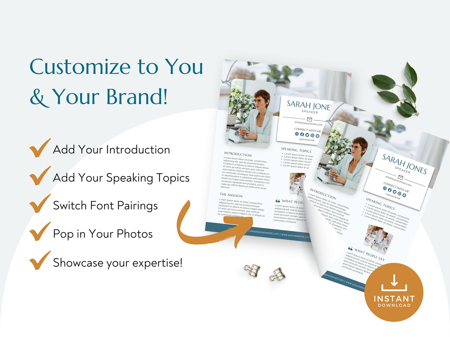 One Page Speaker Sheet
