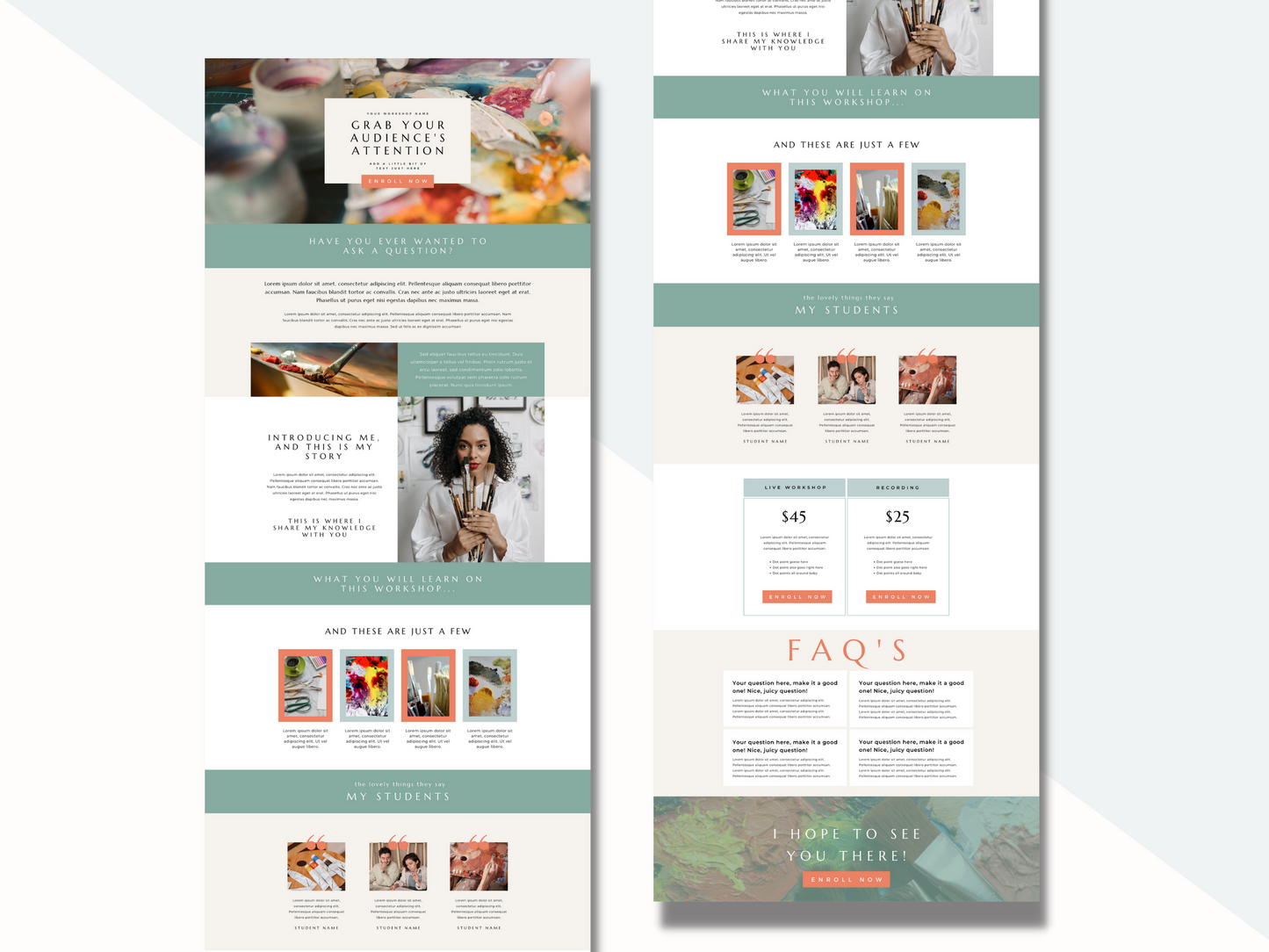 Mini Art Workshop Landing Sales Page