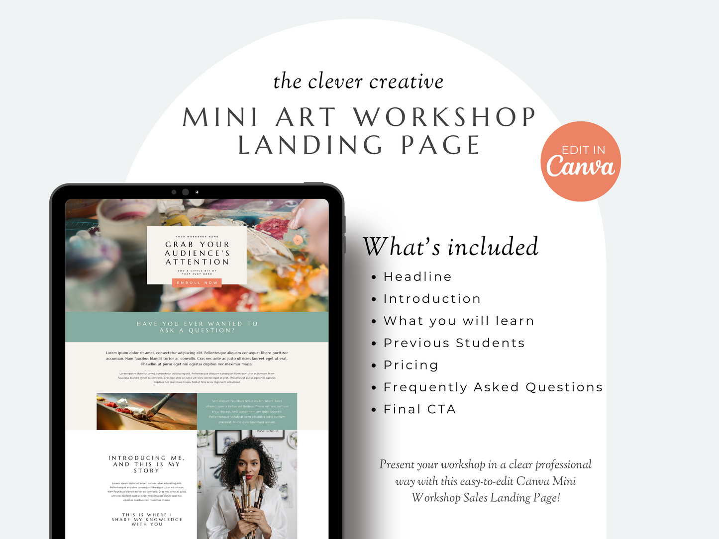 Mini Art Workshop Landing Sales Page