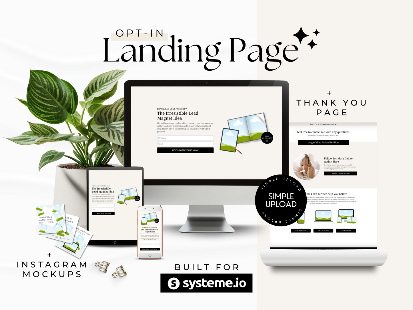 Opt-In Landing Page for Systeme.io | Black & Cream