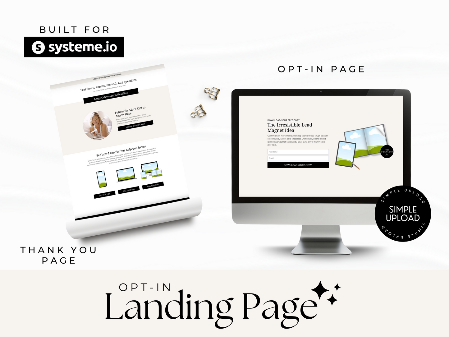 Opt-In Landing Page for Systeme.io | Black & Cream