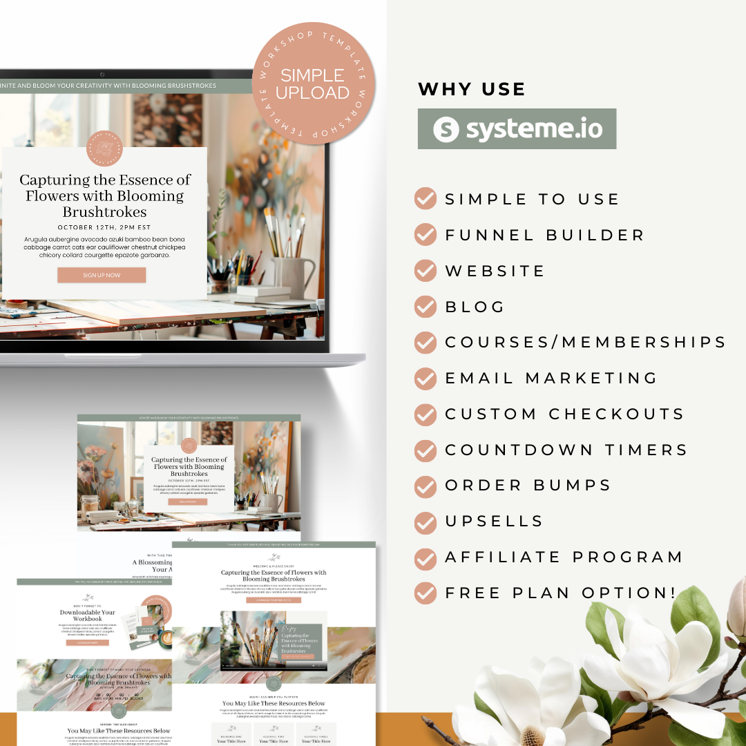 Systeme.io Workshop Sign Up & Sales Page - Art Coach