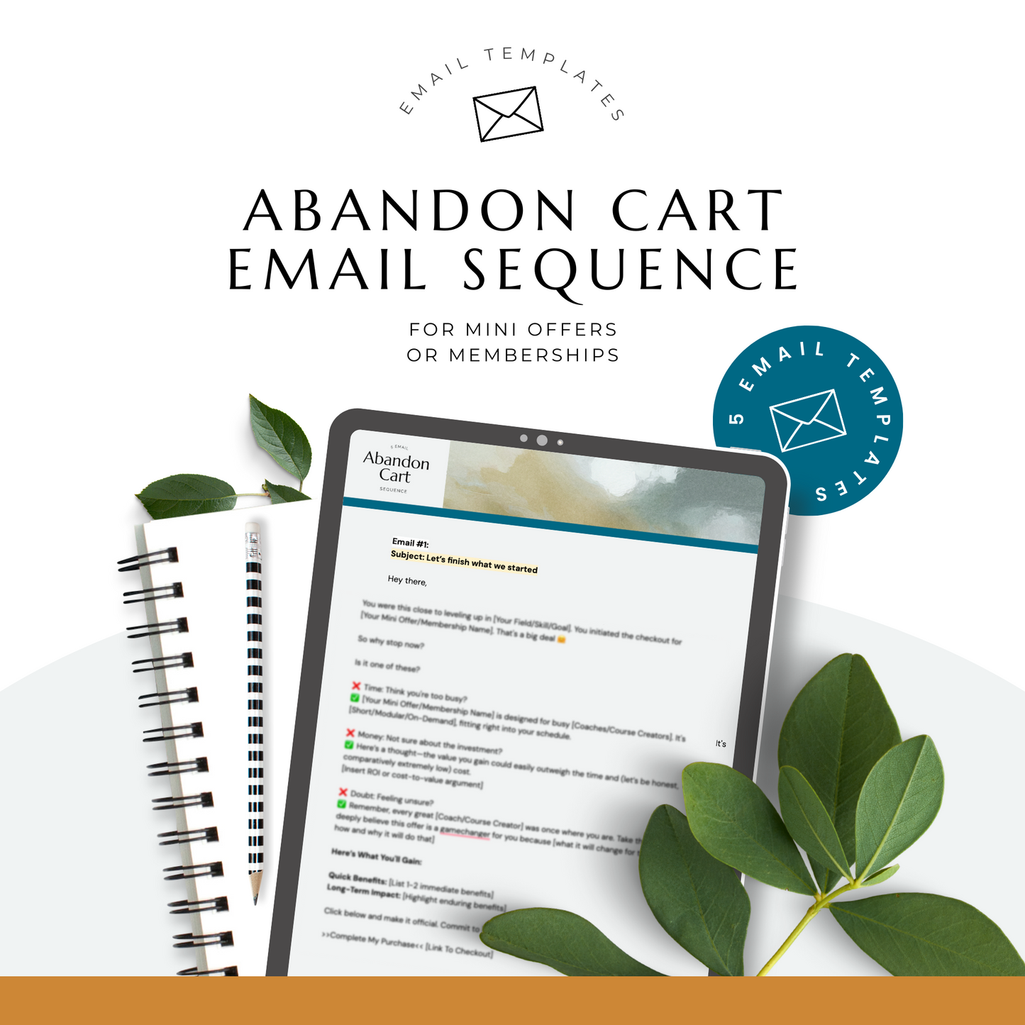 Abandon Cart Email Sequence | 5 Email Templates