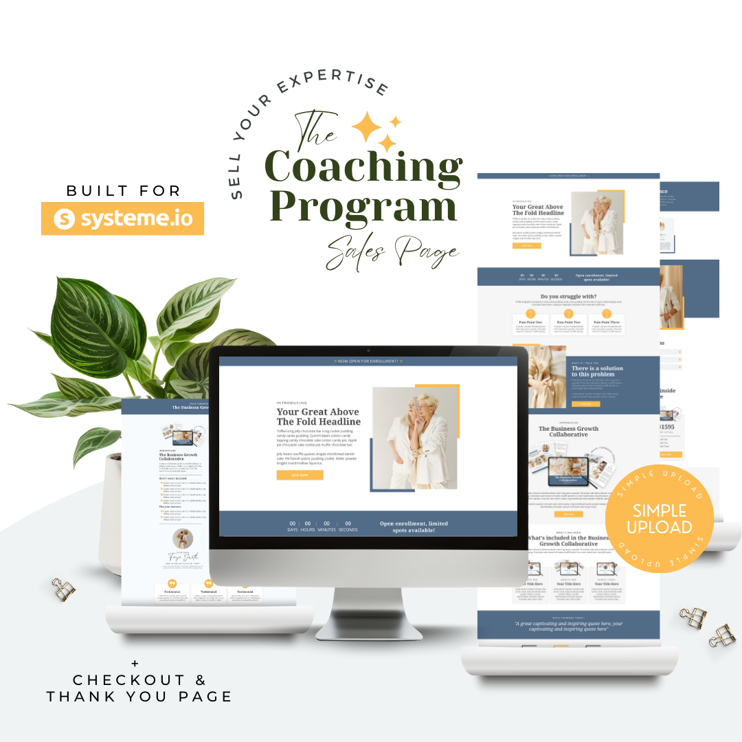 Systeme.io Coaching Sales Page | Blue & Yellow